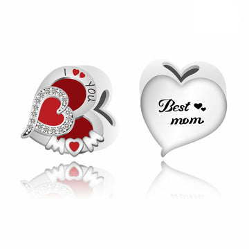 "Eternal Maternal Love" - 925 Sterling Silver Best Mom Heart Charm