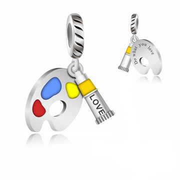 "Color Your Soul" - 925 Sterling Silver Artist Palette Paint Pendant Charm