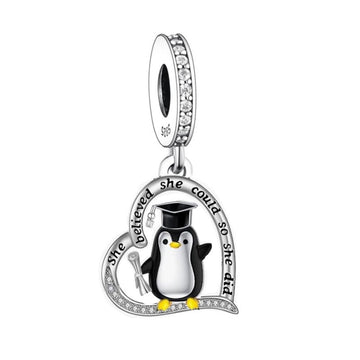 "Dream Achiever" Graduation Penguin Charm - 925 Silver Inspirational