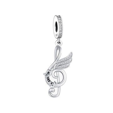 "Melodic Wings" - 925 Sterling Silver Music Note Treble Clef Charm