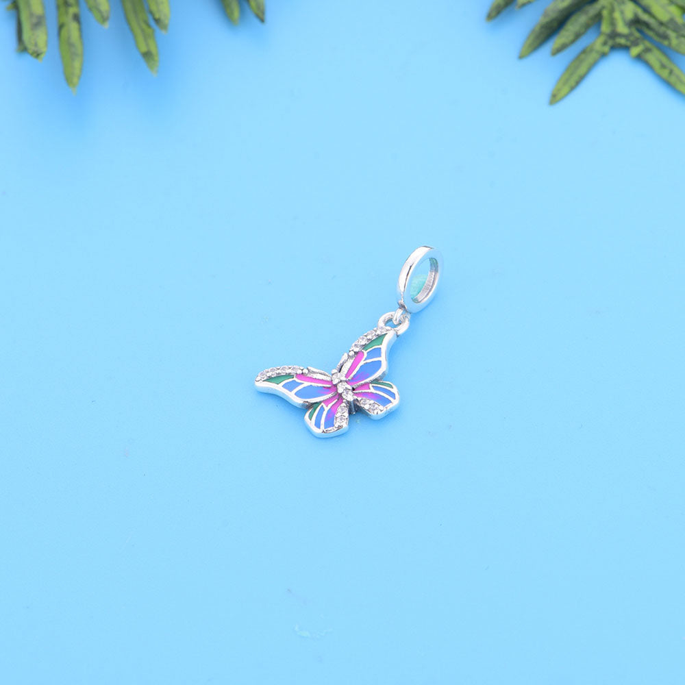 "Chromatic Wings" Butterfly Charm - 925 Silver Multi-Color Enamel
