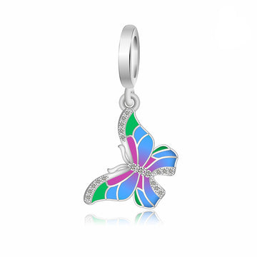 "Chromatic Wings" Butterfly Charm - 925 Silver Multi-Color Enamel