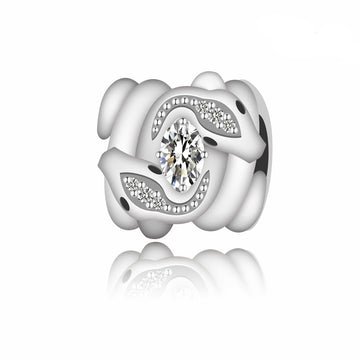 "Twin Serpents" - 925 Sterling Silver Snake Charm Bead