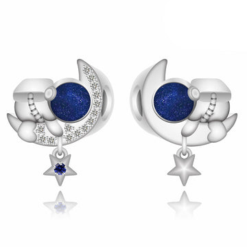 "Cosmic Voyager" - 925 Sterling Silver Astronaut Moon Charm