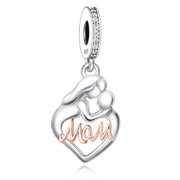 "Soul Connection" Mother & Baby Embrace Charm - 925 Silver & Rose Gold