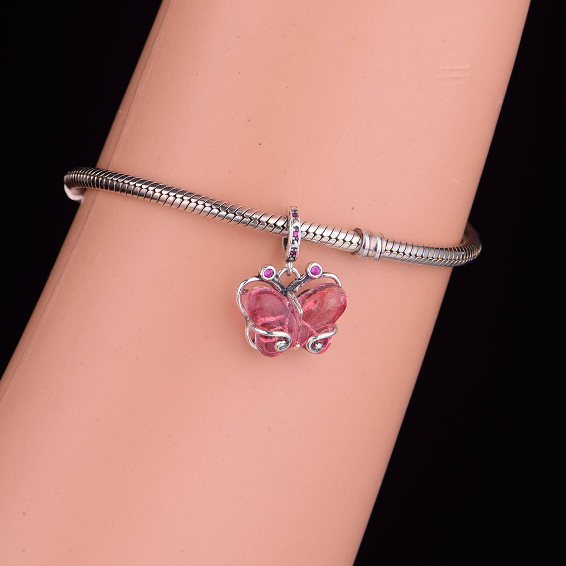 925 sterling silver pink butterfly