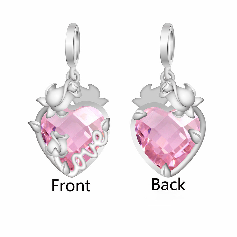 "Eternal Rose" Pink Heart Pendant - 925 Sterling Silver