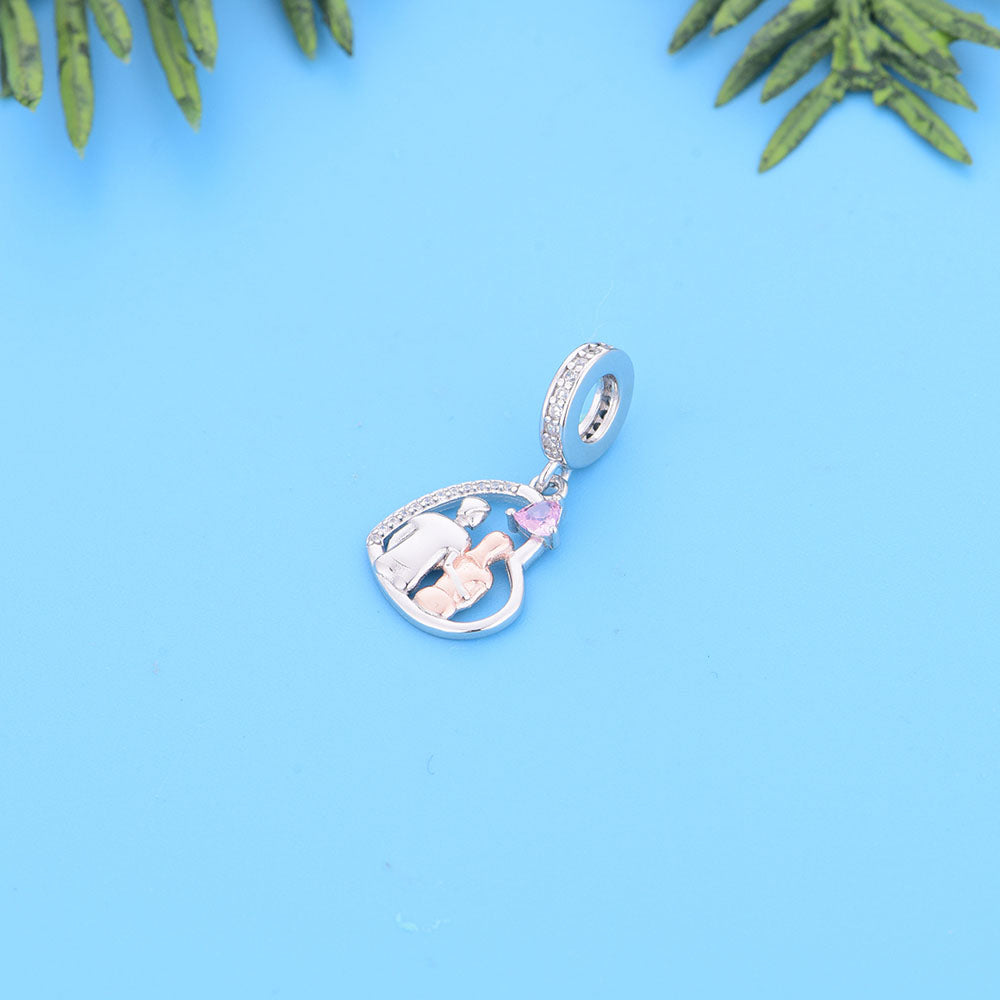 "Eternal Together" Couple Heart Pendant - 925 Silver Two-Tone Gold