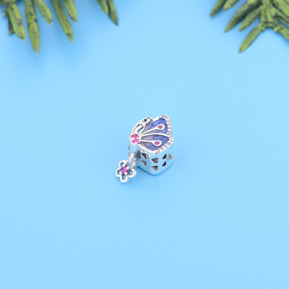 925 sterling silver flower butterfly