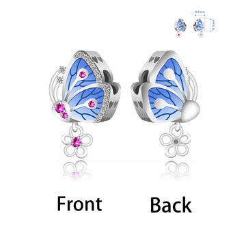 925 sterling silver flower butterfly