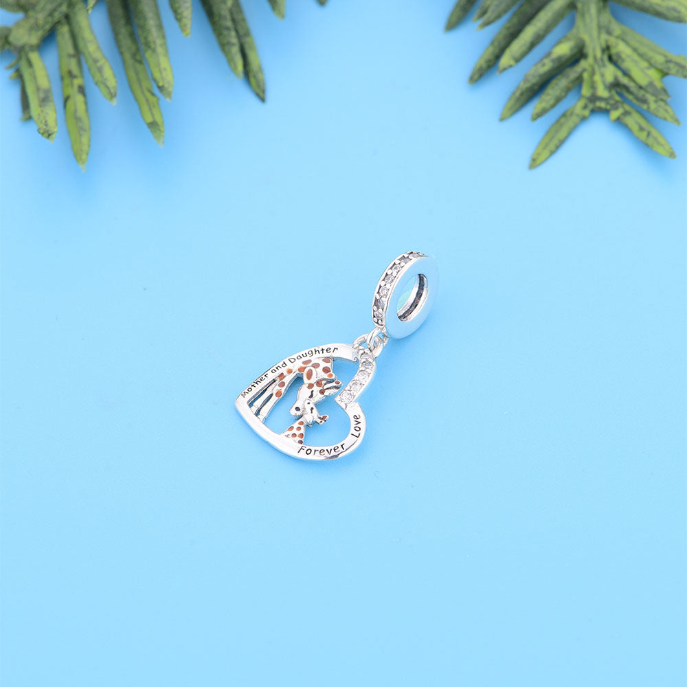 "Endless Bond" Giraffe Mother & Daughter Charm - 925 Sterling Silver