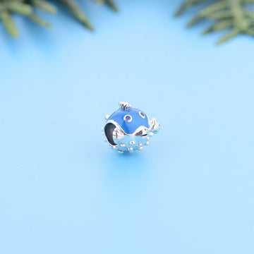 "Ocean Whispers" - 925 Sterling Silver Blue Pufferfish Charm