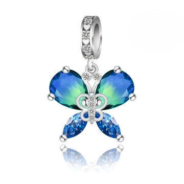 "Aurora Wings" Butterfly Dangle - 925 Silver & Gradient Glass Charm