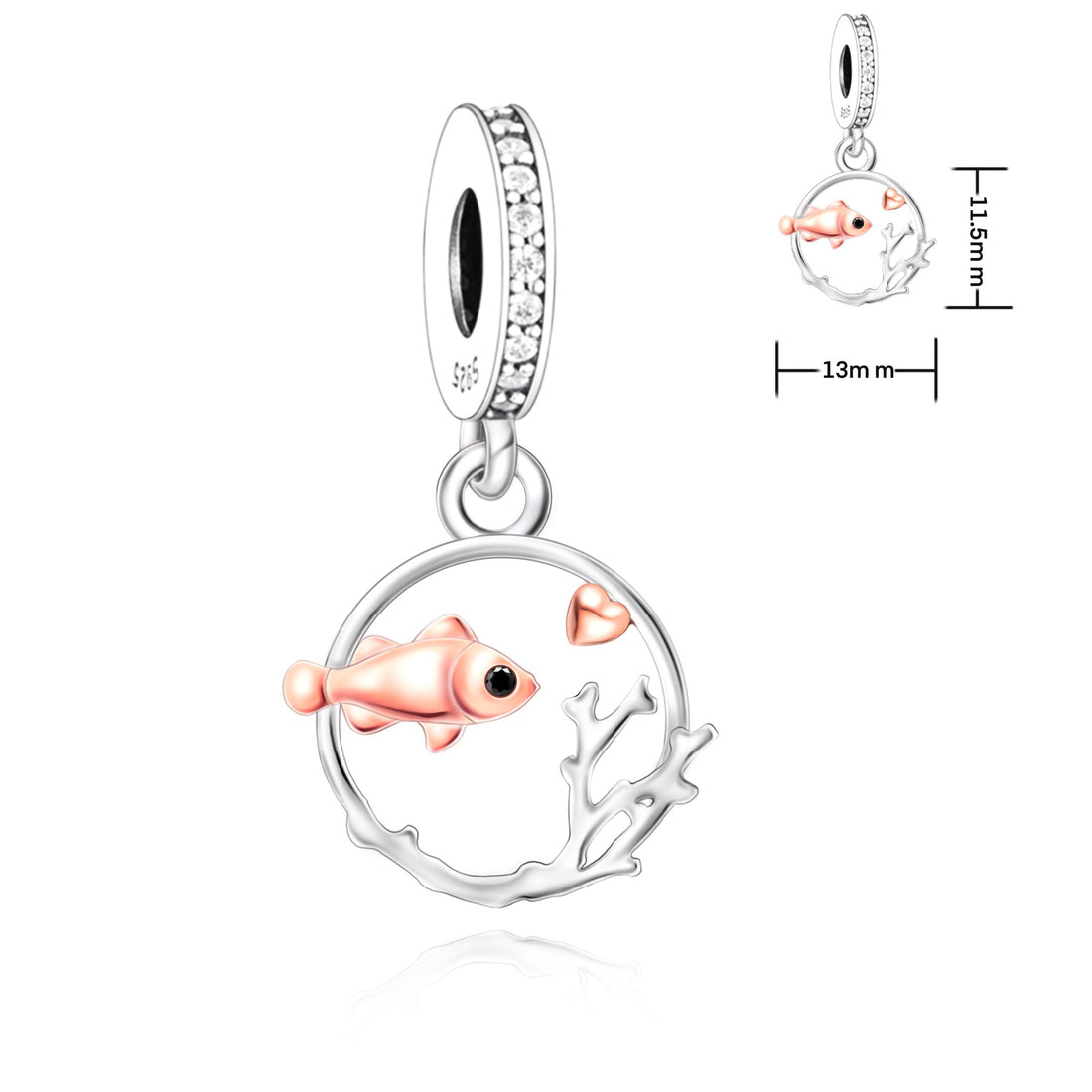 925 sterling silver fish in the sea