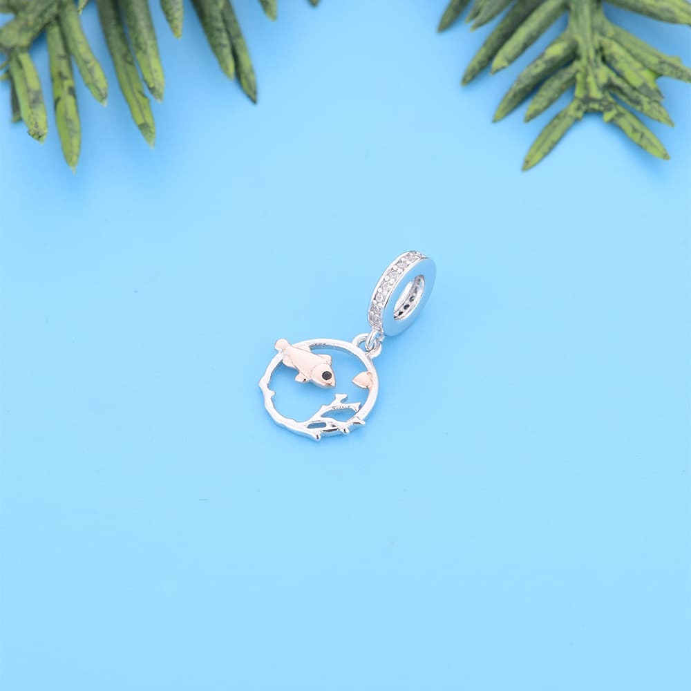 "Coral Kiss" Tropical Fish Charm - 925 Silver Rose Gold Plated