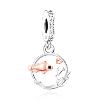 "Coral Kiss" Tropical Fish Charm - 925 Silver Rose Gold Plated