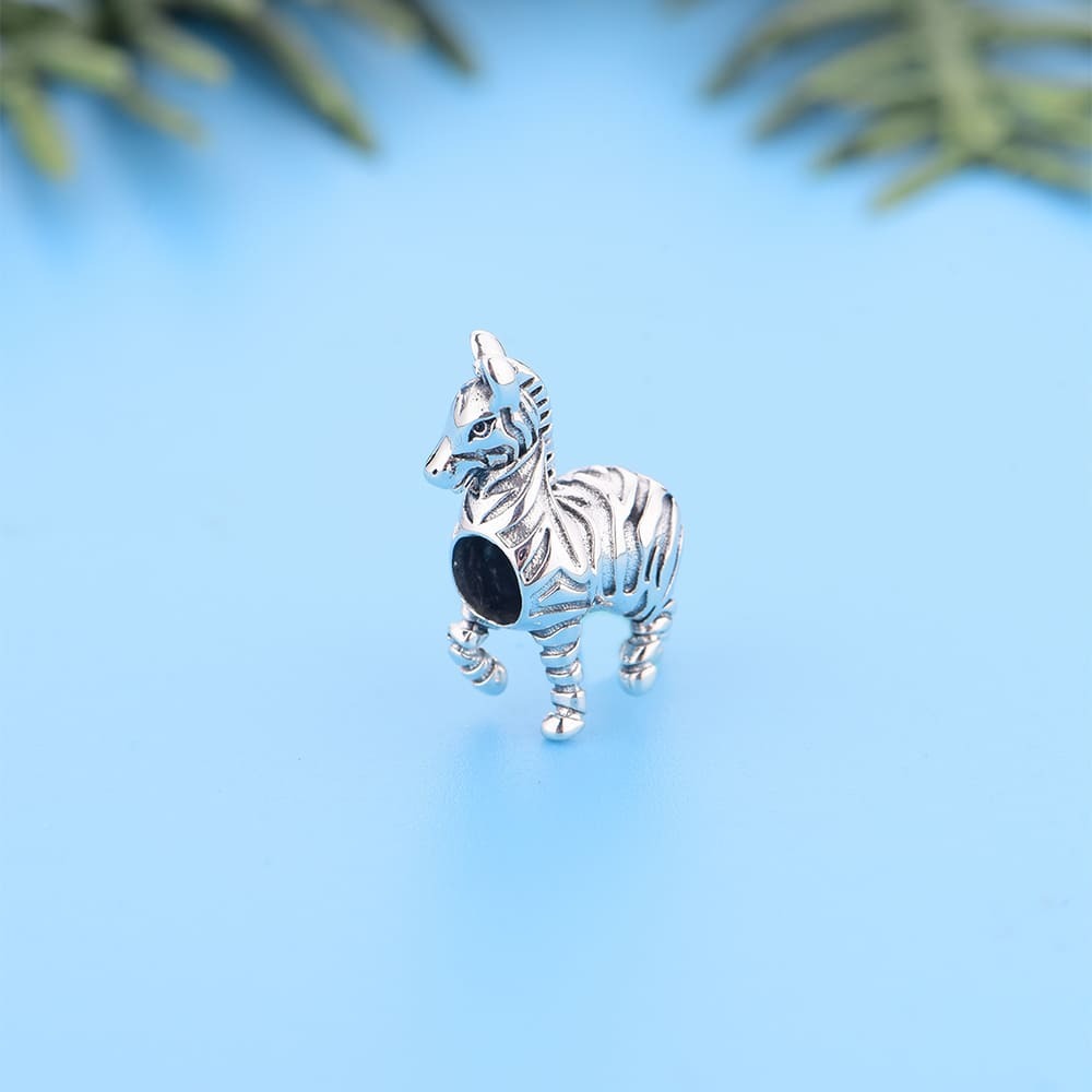 "Untamed Soul" Zebra Bead - 925 Sterling Silver Animal Charm