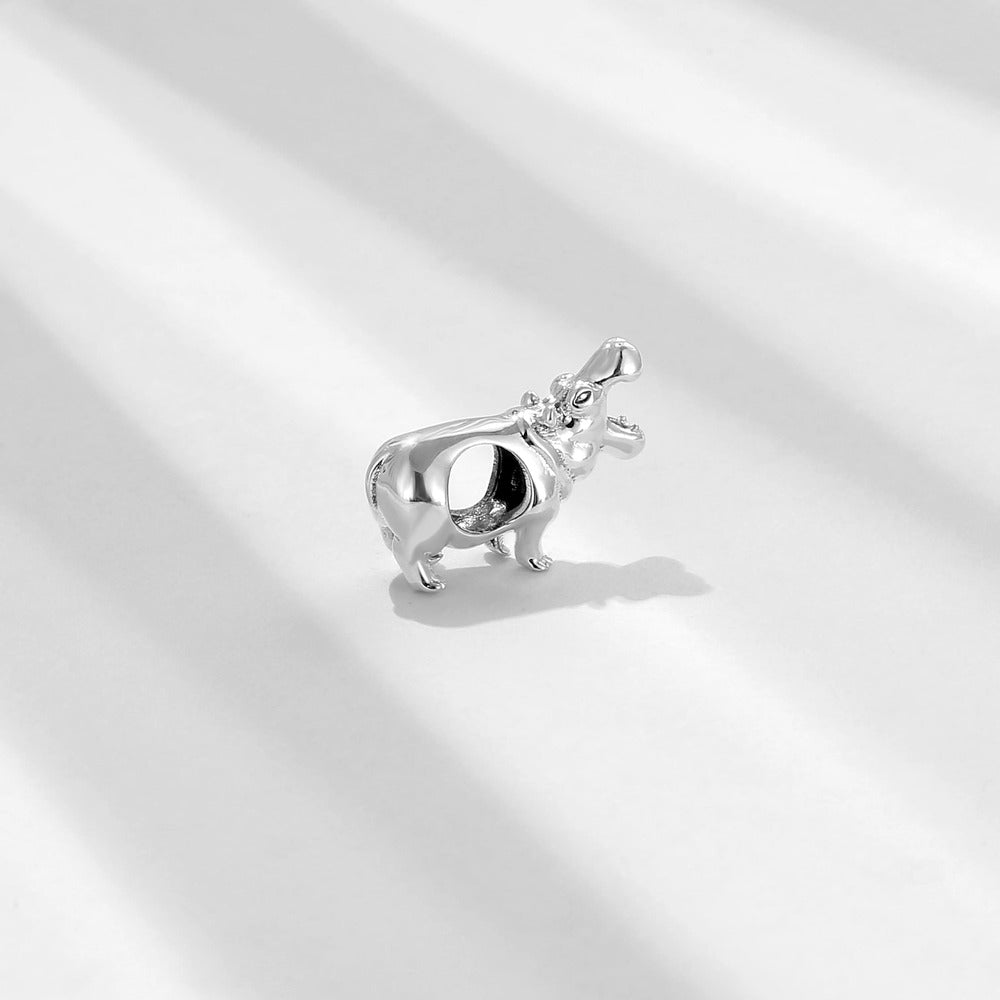 "Big Smile" Hippo Bead - 925 Sterling Silver Animal Charm