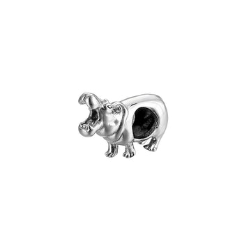 "Big Smile" Hippo Bead - 925 Sterling Silver Animal Charm