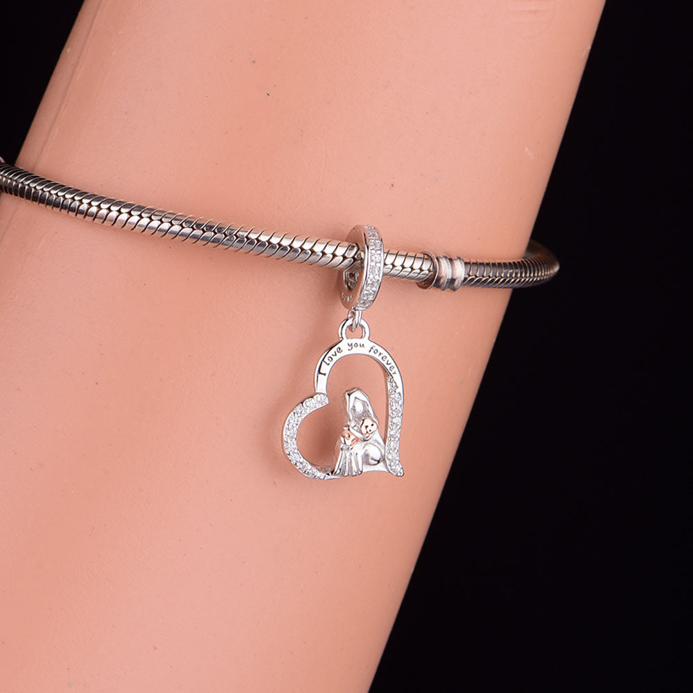"Soul Bond" Woman & Pet Heart Charm - 925 Silver & Rose Gold