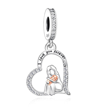 "Soul Bond" Woman & Pet Heart Charm - 925 Silver & Rose Gold
