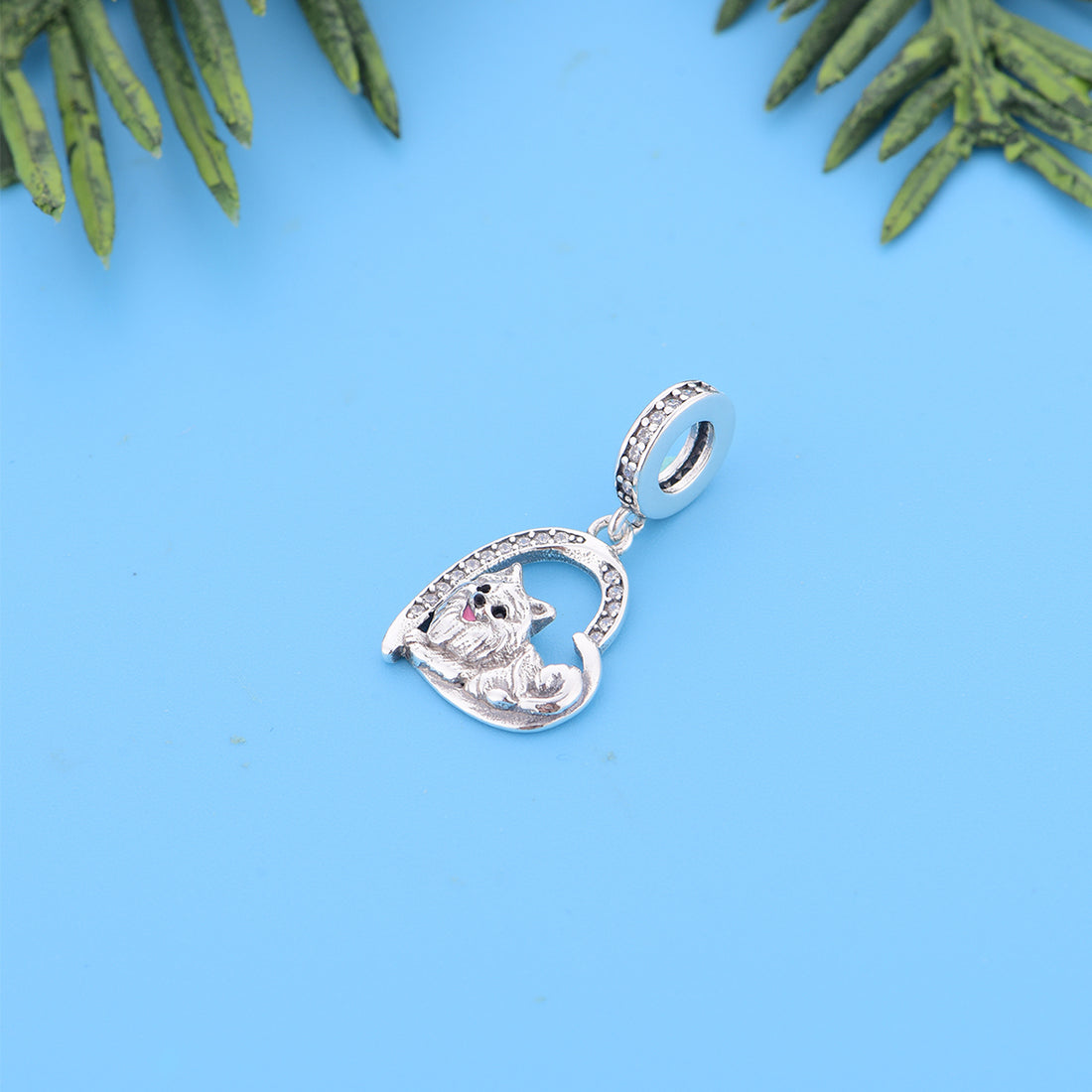 925 sterling silver heart-shaped Pomeranian