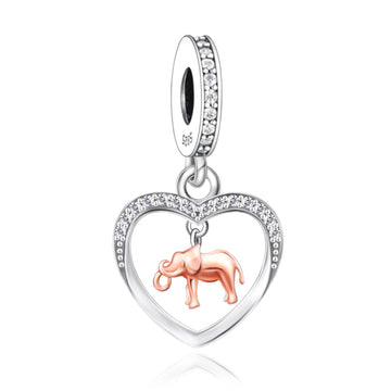 925 sterling silver heart-shaped elephant