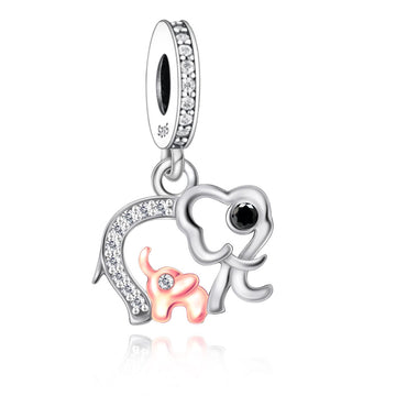 "Heart of the Herd" Mother & Baby Elephant Charm - 925 Silver