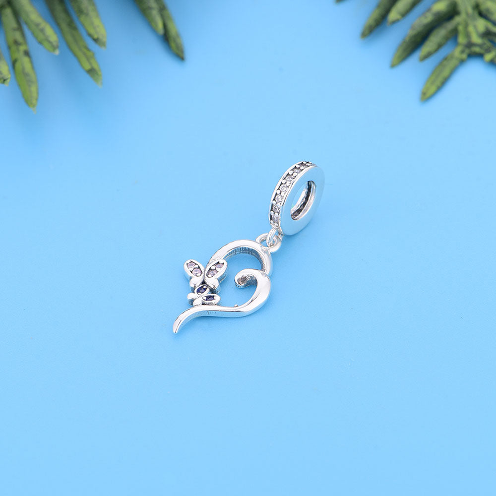 "Heart's Journey" Butterfly Dangle - 925 Silver Pink & Blue CZ Charm