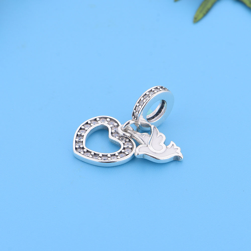 925 sterling silver heart-shaped pigeon