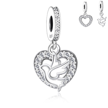 925 sterling silver heart-shaped pigeon