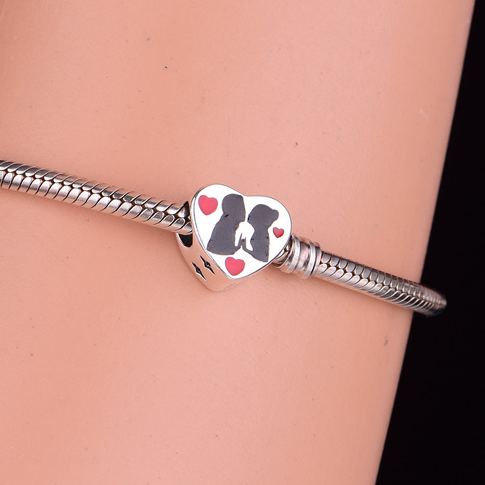 925 sterling silver heart-shaped kiss