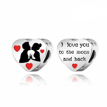 "Celestial Kiss" Couple Heart Bead - 925 Sterling Silver