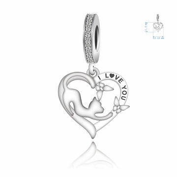 925 sterling silver cat scratching butterfly