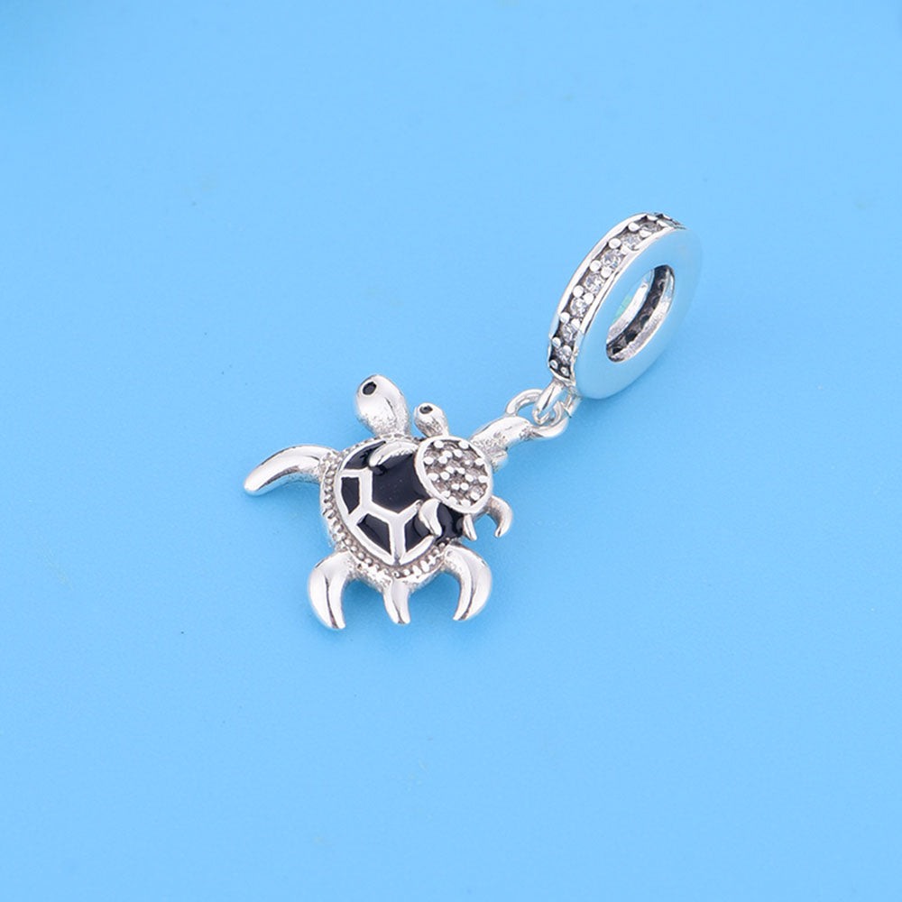 "Eternal Guardian" Sea Turtle Charm - 925 Silver & Pave Zirconia