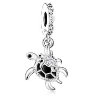 "Eternal Guardian" Sea Turtle Charm - 925 Silver & Pave Zirconia