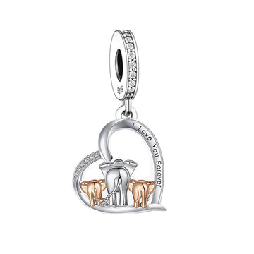 "Eternal Wisdom" Elephant Family Charm - 925 Silver & Rose Gold