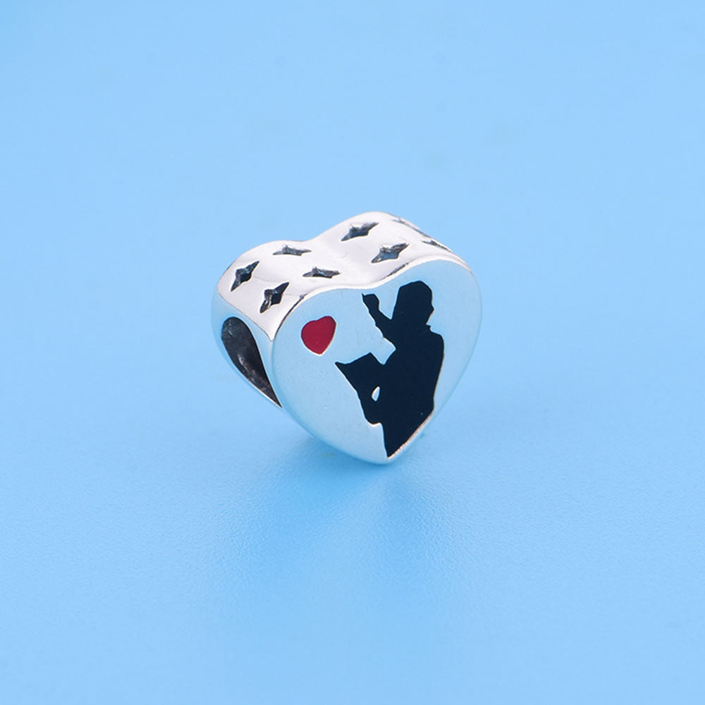 "The Mentor" Teacher Heart Charm - 925 Sterling Silver Bead