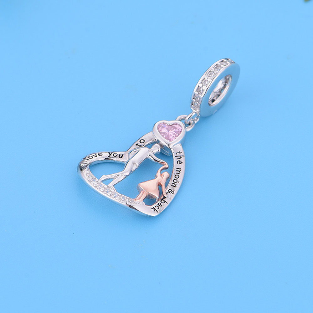 "Dancing to the Moon" Father & Daughter Heart Dangle - Two-Tone