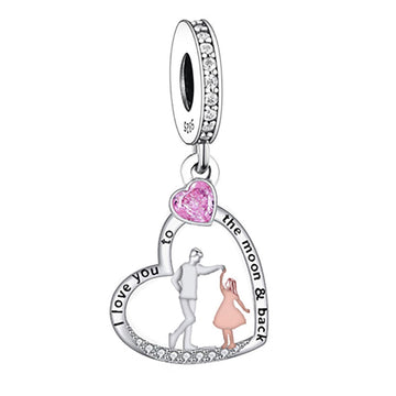 "Dancing to the Moon" Father & Daughter Heart Dangle - Two-Tone