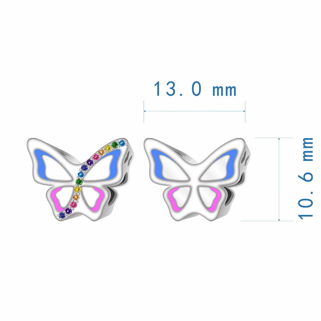 925 sterling silver colorful butterfly beads