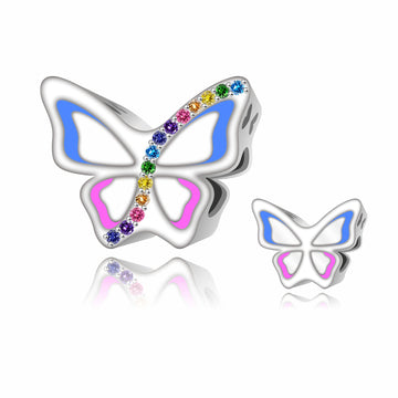 925 sterling silver colorful butterfly beads