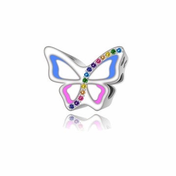 "Prism Soul" Reversible Butterfly Bead - 925 Silver Rainbow CZ Charm