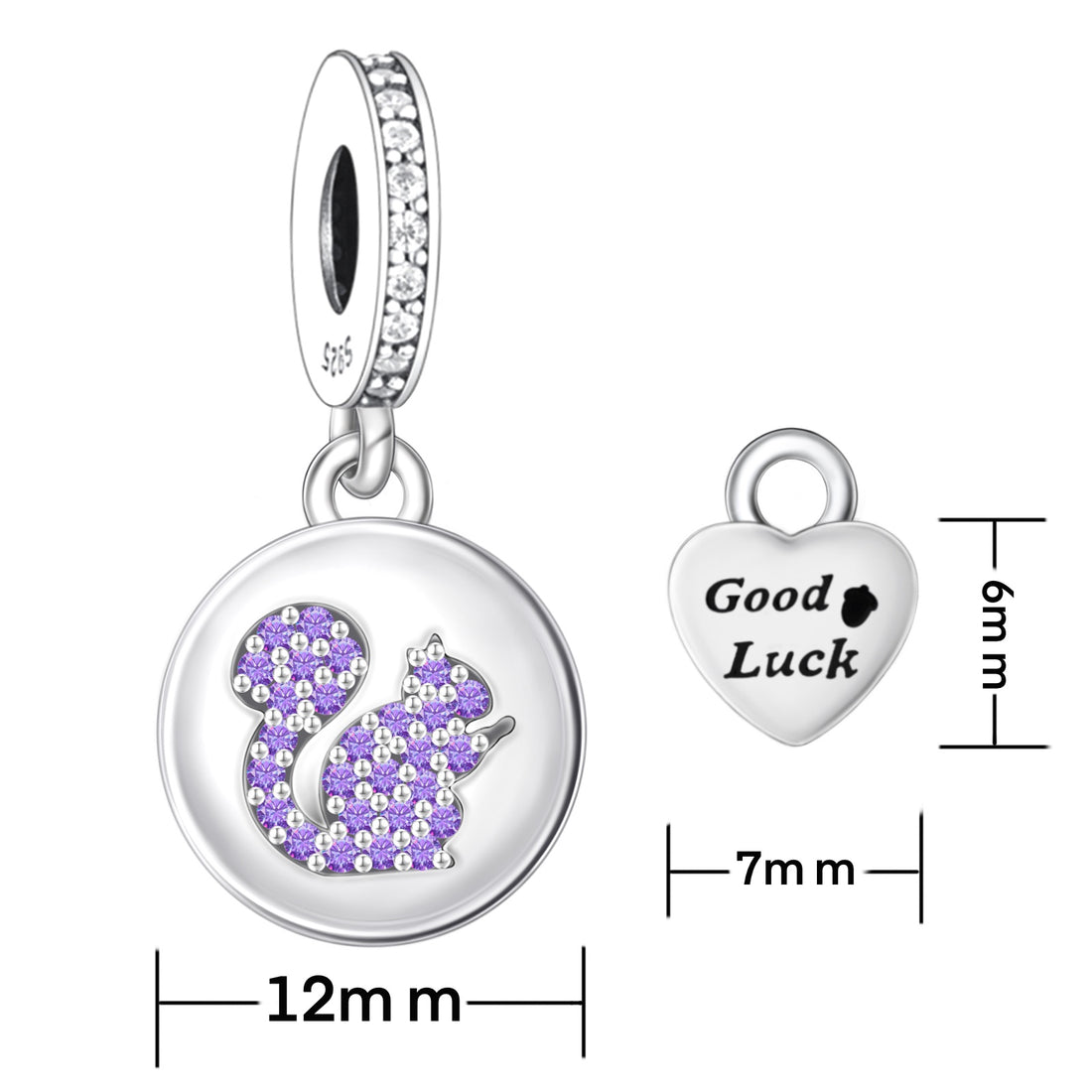 925 sterling silver round squirrel