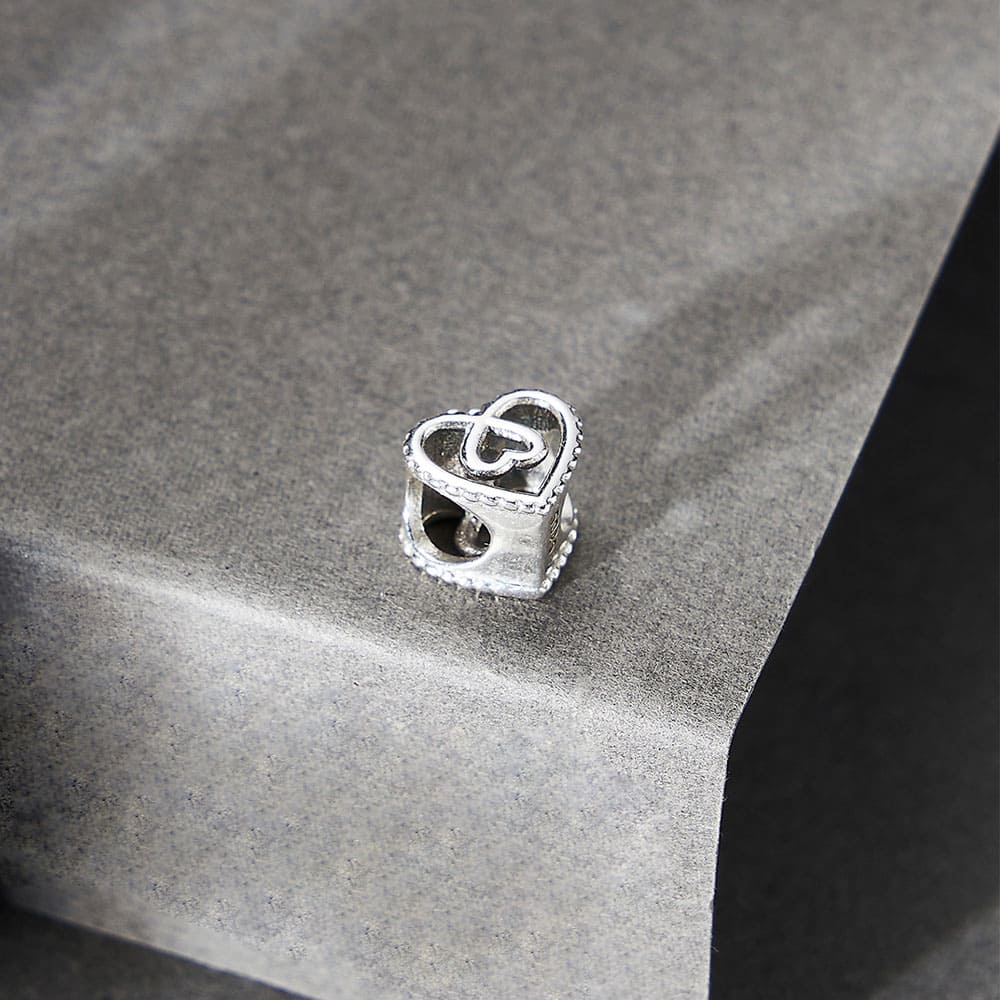 "Royal Affection" Openwork Crown Heart Charm - 925 Sterling Silver