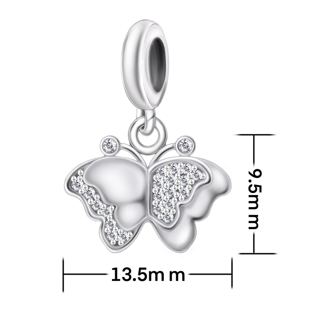 925 sterling silver full diamond butterfly