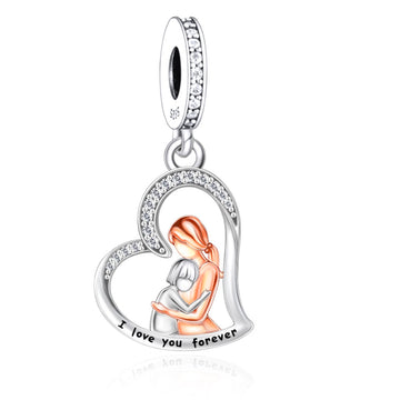 "Eternal Embrace" Mother & Daughter Dangle - 925 Silver & Rose Gold