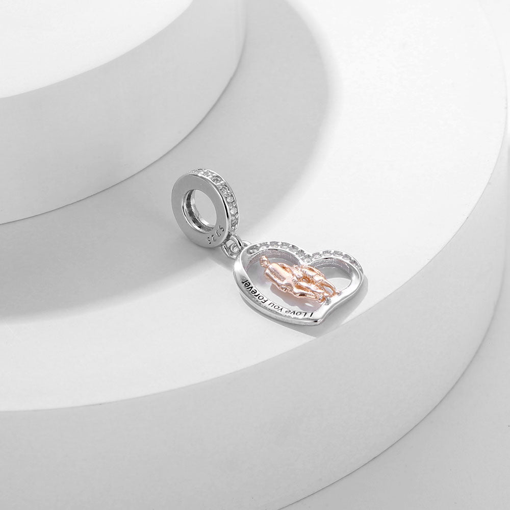 "The Guided Path" Father & Child Hand-in-Hand Heart Dangle Charms