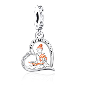 "Shared Wisdom" Mother & Daughter Reading Charm - 925 Silver Two-Tone