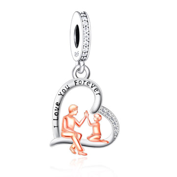 "The High-Five" Father & Son Heart Dangle - Two-Tone Silver